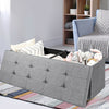 Folding Storage Ottoman Bench Tufted Faux Leather Toy Box Foot Stool Bench Seat