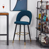 Velvet Bar Stool Modern Breakfast Bar Chair Kitchen Barstool Backrest Metal Legs