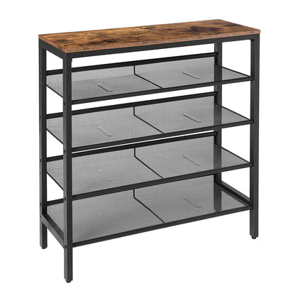 HOOBRO 5-Tier Shoe Rack Shoe Storage Organiser Shoe Shelf for 16 Pairs Vintage