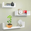 3 U Shaped Floating Wooden Shelves Wall Mounting Shelf Storage Display Book Unit