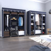 Grey Large Canvas Fabric Wardrobe with Hanging Rail Shelving Clothes 2 Styles