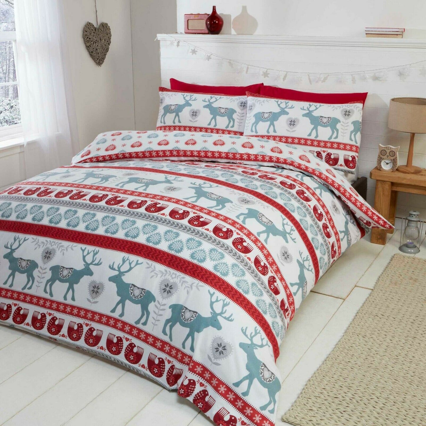 THERMAL 100% BRUSHED COTTON FLANNELETTE QUILT DUVET COVER BED SET COSY WARM SOFT