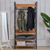 4 Tier Metal Hat and Coat Stand Hanging Clothes Rail Garment Storage Wood Shelf