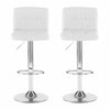 2x Chrome & Height Adjust Swivel Faux Leather Kitchen Breakfast Bar Stool