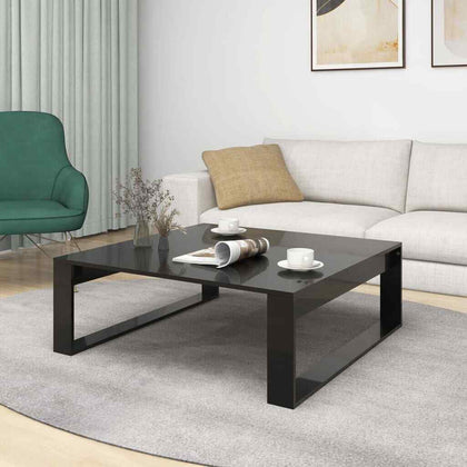 Home Storage Coffee Table High Gloss Black 100x100x35cm Chipboard Living Room