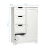 White Bathroom Cabinet Unit 4 Drawer & 1 Door Cupboard Storage Bath Furniture