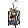3 Tiers Industrial Bedside Table Sofa Side/End Table X-Frame Nightstand Storage