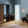 2 Door Double Wardrobe Storage Full Mirrored Black Walnut Retro Style Furniture