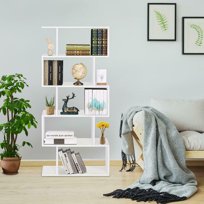 Modern Book Shelves 5 Tier S Shape Bookshelf Case Storage Plant Shelf Organizer