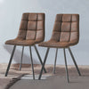 2* Dining Chairs Faux Leather/ Fabric Chairs Set Dining Room Grey Brown Modern