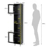 Bathroom Tall Cabinet Slim Freestanding Storage Organizer Cupboard 2 Glass Doors