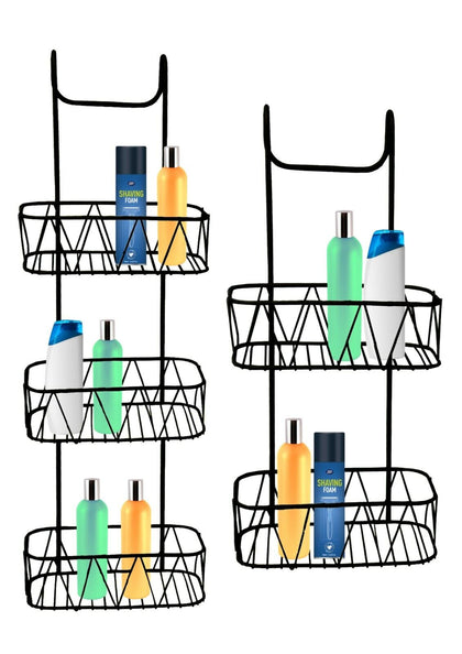 2 & 3 TIRE PLASTIC OVER DOOR WIRE COATED SHOWER RACK CADDY HOLDER ORGANISER