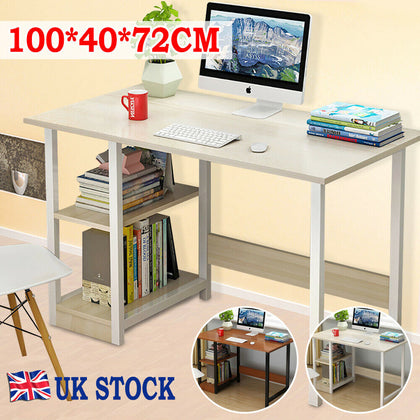Computer Desk Home Office Student Working Study Writing PC Table with Book Shelf