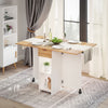 Mondeer Mobile Drop Leaf Table Folding Dining Table with 1 Drawer White & Oak