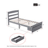 3FT SINGLE SIZE WOODEN BED WITH STORAGE DRAWER SOLID PINE WOOD BED FRAME GREY