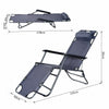 Outsunny Sun Lounger Recliner Chair 2 in 1 Garden Foldable Steel Grey Outdoor