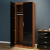 2 Door Double Wardrobe Storage Full Mirrored Black Walnut Retro Style Furniture