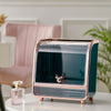 Makeup Case Plastic Perfume Skin Care Storage Box Desktop Container w/ Clear Lid