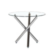 Clear Glass Round Dining Table With Chrome Cross Legs Modern Kitchen Furniture