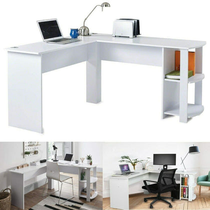 Corner Computer Desk L-shaped PC Table with Shelf Home Office Study Workstation