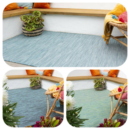 Blue Green Plastic Rugs Indoor Outdoor Patio Area Mats Flatweave Washable Cheap
