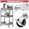 3 Tier Kitchen Trolley On Wheels Folding Rolling Cart Storage Rack With Handle