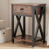 Rustic Wood Bedside Table 1 Drawer Cabinet Bedroom Nightstand Home Furniture