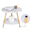 2 tier Round Coffee Table Side Table End Table Storage Rack Living Room White BN