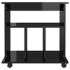 Rolling Cabinet High Gloss Black 60 x 45 x 60 cm Chipboard Organiser Furniture