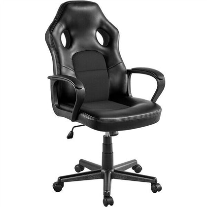 Office Desk Chair Ergonomic Computer Chair Leather Gaming Chair Home Work Black