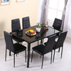 Black/White Glass Dining Table Set with 6/4 Faux Leather Chairs Home Furniture