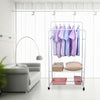 Metal Clothes Double Rail Rolling Heavy Duty Garment Hanging Rack Shelf Display