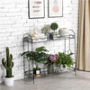 2-Tier Metal Plant Rack Plant Herbs Display Shelf Storage Rack for Patio Home