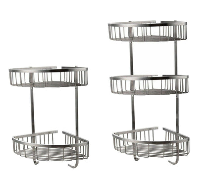 New 2 & 3 Tier Stainless Steel Shower Caddy Bathroom Shelf Corner Organiser Tidy