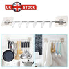 6 Hooks Holder Wall Hooks Movable Fixture Storage Rack Rail Utensil Tool Kitchen