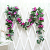16Heads Artificial Faux Silk Flower Rose Leaf Garland Vine Home Party Decor 7Ft