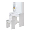 White Dressing Table Stool Vanity Set Makeup Desk 5 Drawers with Sliding mirror