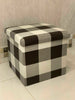 Folding Storage Ottoman Linen Look Plaid Check Fabric Stool Footstool Toy Box UK
