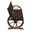 Wooden Cart Wagon Wheel 2 Seater Garden Bench Outdoor Armrest Chair