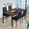 Modern Dining Set Black Glass Table with and 4 Chairs Home Kitchen Furniture Kit