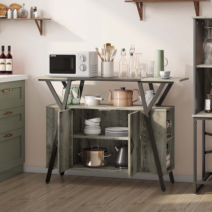 Retro Kitchen Island Storage Cabinet Wine Rack Server Table Sideboard w/ Drawer