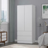Modern Scandinavian Style Storage 2 Door 2 Drawer Combination Wardrobe White