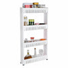 4 Tier Kitchen Slim Storage Cart Slide Out Rolling Stand Shelf With Wheels