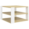 Coffee Table Oak & White 60x60x40cm Chipboard Living Room Quality Unit