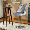 Crushed Velvet Swivel Bar Stool Button Back Upholstered Gas Lift Kitchen Chair