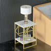 Large Marble Topped Nest Side Table Vintage Geometry Coffee End Table Lamp Stand