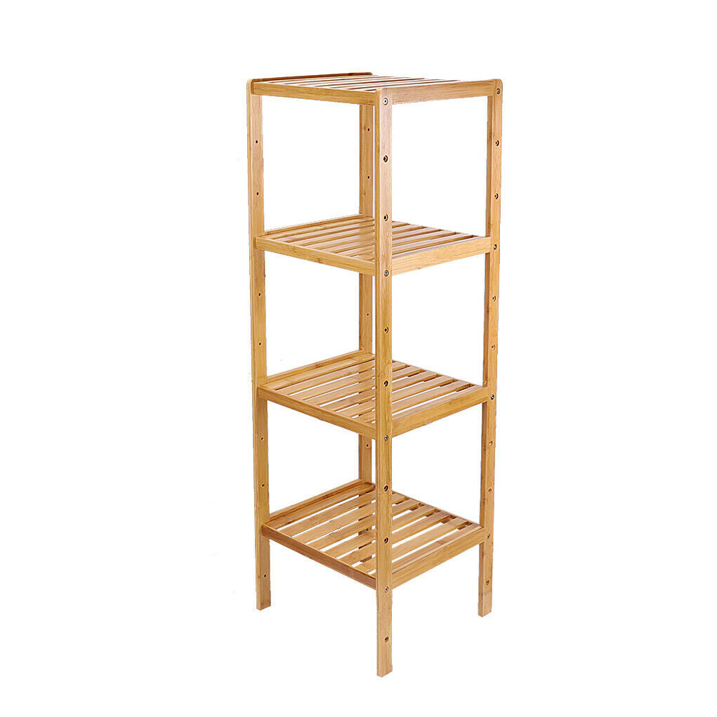 4 Tier Wooden Bamboo Bathroom Kitchen CD/DVD Book Shelf Storage Rack Unit Corner