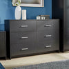 Wide Chest of 6 Drawers Black Bedroom Storage Drawers Metal Runners