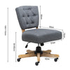 Home Office Swivel Computer Desk Chair Linen Fabric Padded Seat With Wooden Base