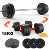 Weight Plates Set 15kg Standard 1" Vinyl Barbell Dumbbell Lifting Training Discs